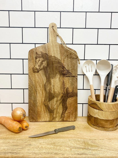 Engraved Horse Chopping Board, Rustic and Unique