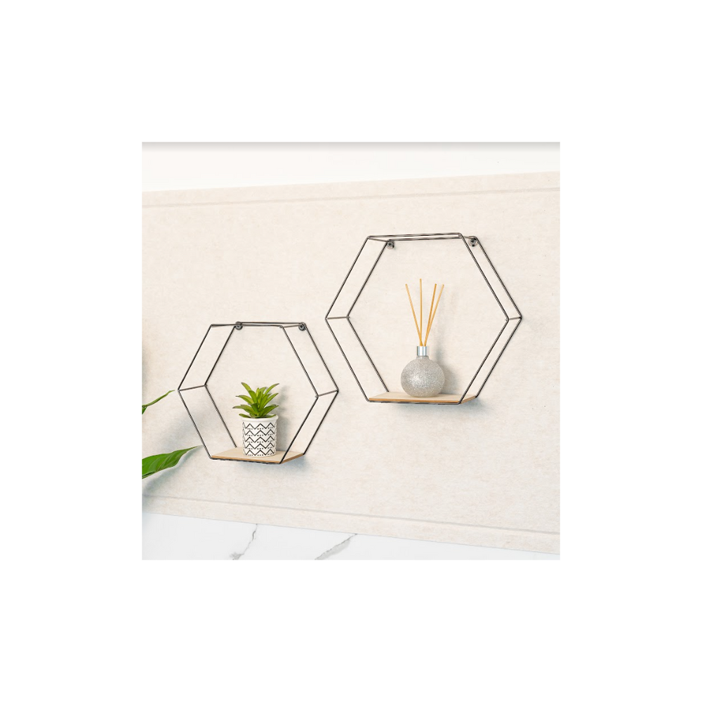 Set of 2 Hexagonal Wall Shelves, Modern and Chic Display