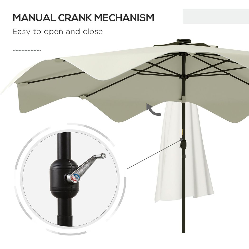 Garden Parasol Umbrella with LED Lights and Tilt Function for Tables