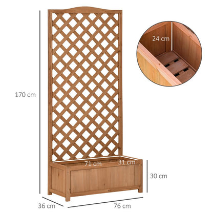 Garden Wooden Planter Box with Trellis 76x36x170cm, Brown Bed