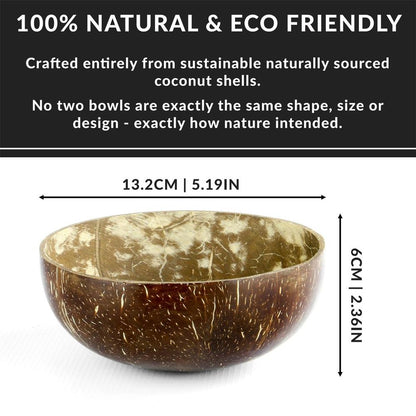 Pack of 2 Natural Coconut Bowls, Eco-Friendly and Stylish