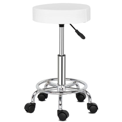 Round White Bar Stool with Ha Ha Feet Rotation, Modern and Fun