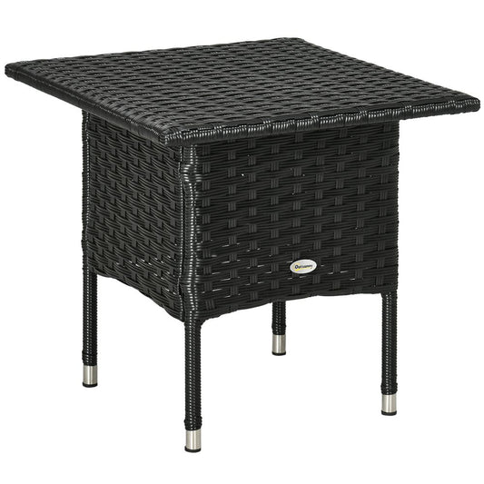 PE Rattan Outdoor Coffee Table – Side Table for Patio & Garden – Black