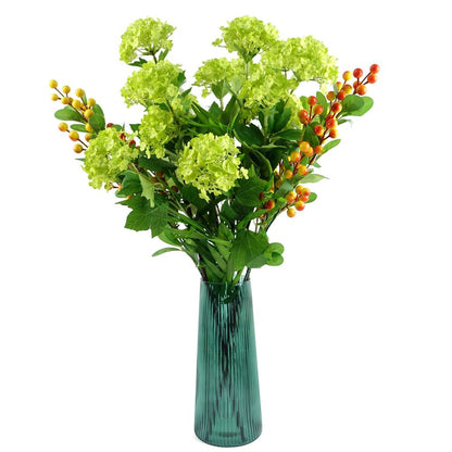 70cm Artificial Viburnum Display in Glass Vase, Elegant Floral Arrangement