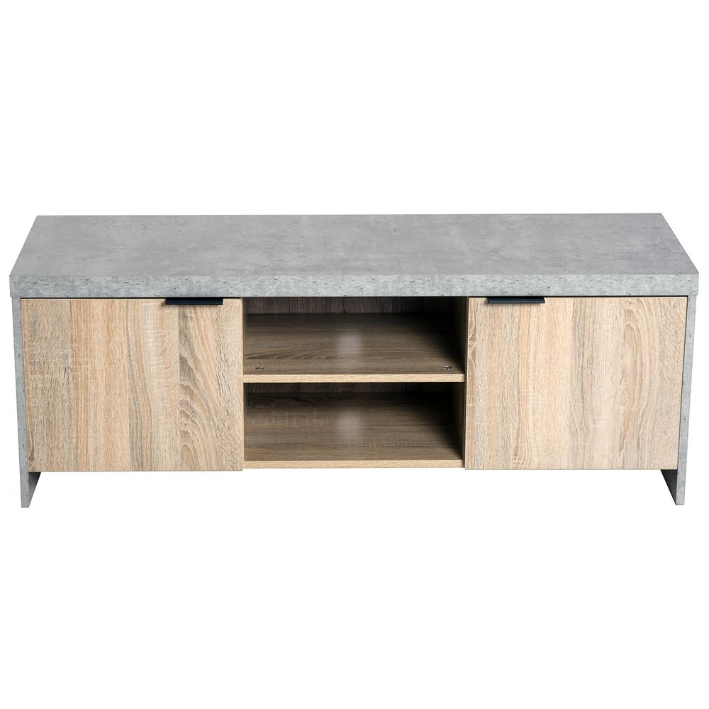 Wooden Grey TV Stand Cabinet with Media Storage Unit for Home