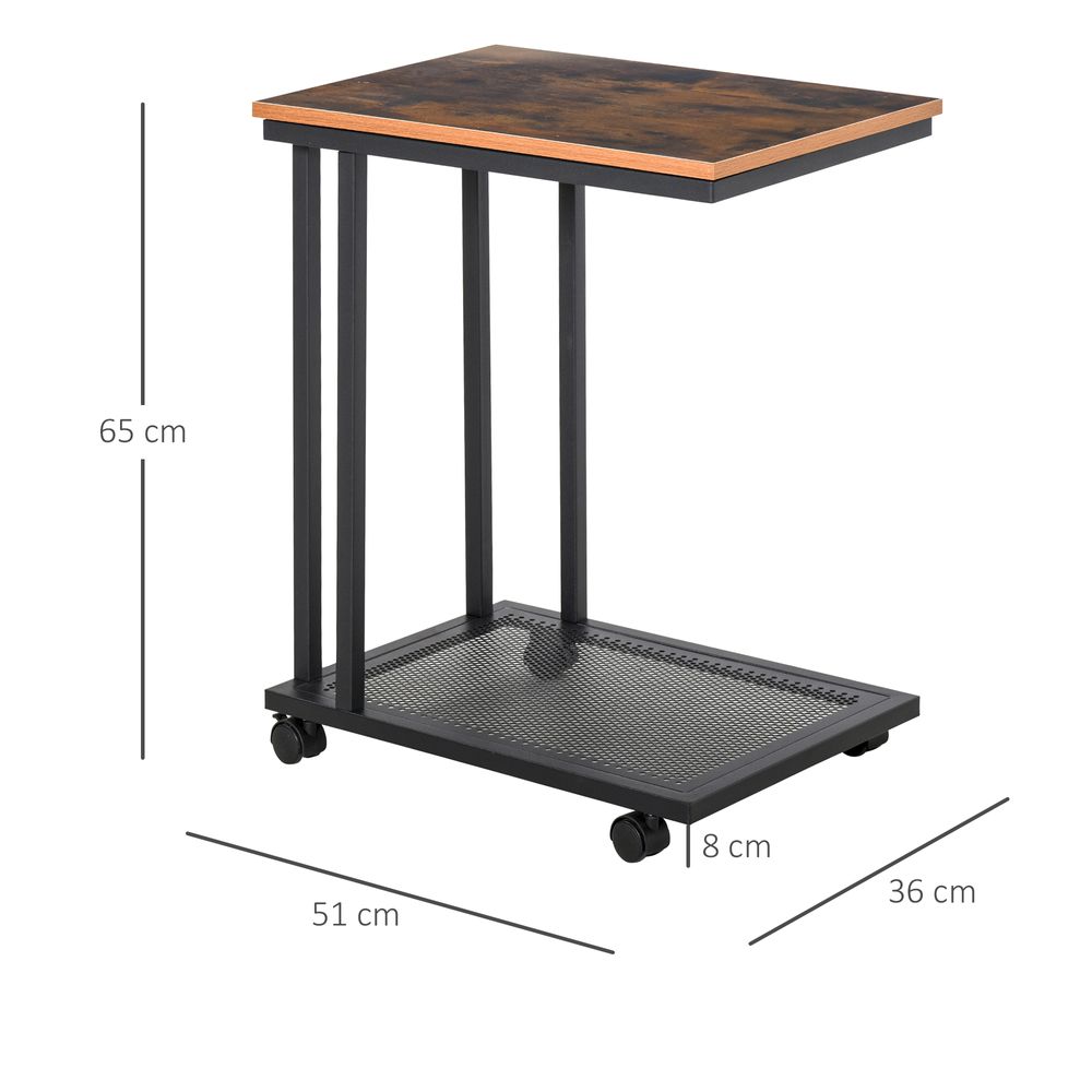 Mobile Sofa Side End Coffee Table with Rolling Castors for Laptops