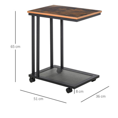 Mobile Sofa Side End Coffee Table with Rolling Castors for Laptops