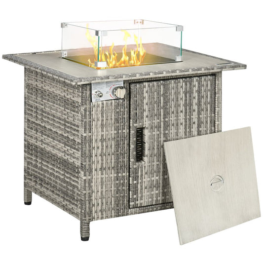 Gas Fire Pit Table with Rain Cover, Windscreen, and Lava Stone, 50,000 BTU