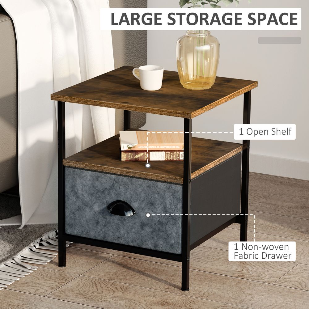 HOMCOM Side Table Vintage Nightstand Coffee Table w/ Drawer for Living Room