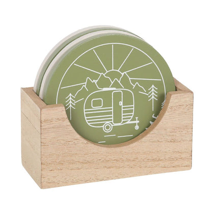 Happy Camper Coaster Set, Fun and Thematic