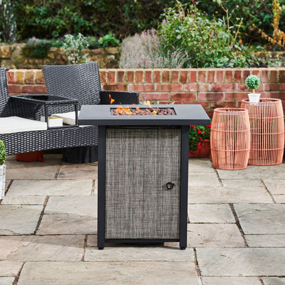 Garden Gas Fire Pit Table Heater with Lava Rocks & Cover