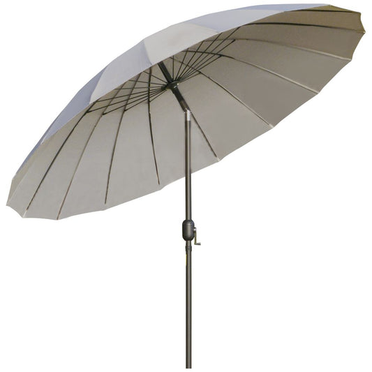 Grey 2.5m Round Curved Adjustable Parasol with Metal Pole for Sun