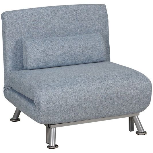 Single Folding 5 Position Convertible Sleeper Chair Sofa Bed Blue