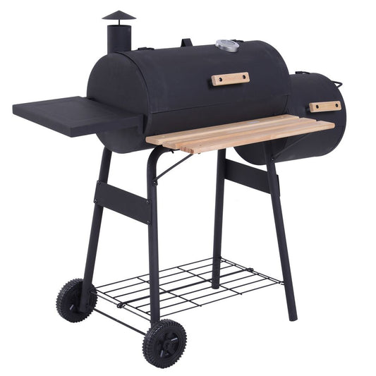 Portable Charcoal BBQ Grill Steel Offset Smoker Combo Garden