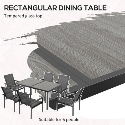 7-Piece Garden Dining Set with Outdoor Table and 6 Chairs, Grey