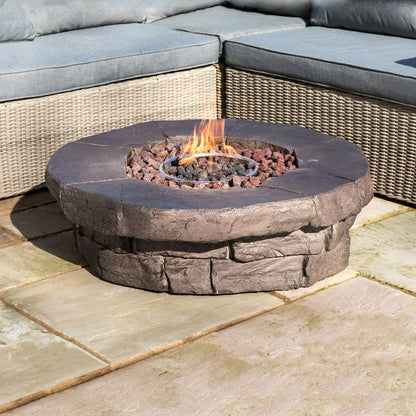 Low Gas Fire Pit Table Heater for Garden with Lava Rocks & Cover