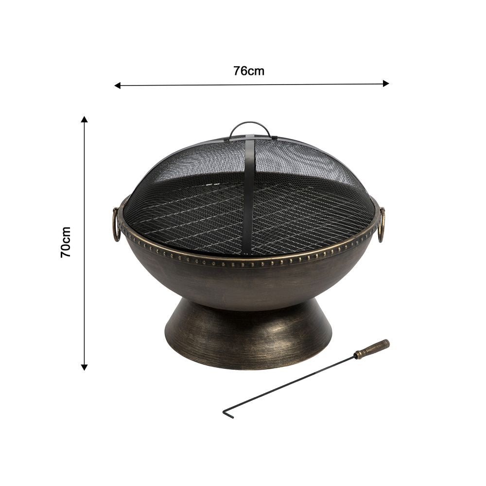 Large Garden Wood Burning Fire Pit: Outdoor Log Burner with Lid