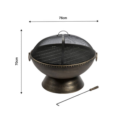 Large Garden Wood Burning Fire Pit: Outdoor Log Burner with Lid