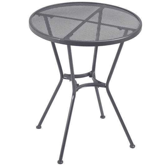 Grey 60cm Round Metal Bistro Dining Table with Mesh Tabletop