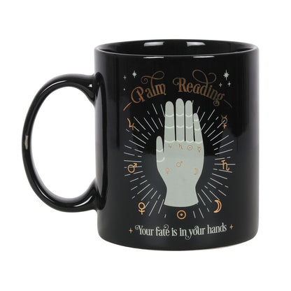 Black Palm Reading Mug, Mystical and Bold