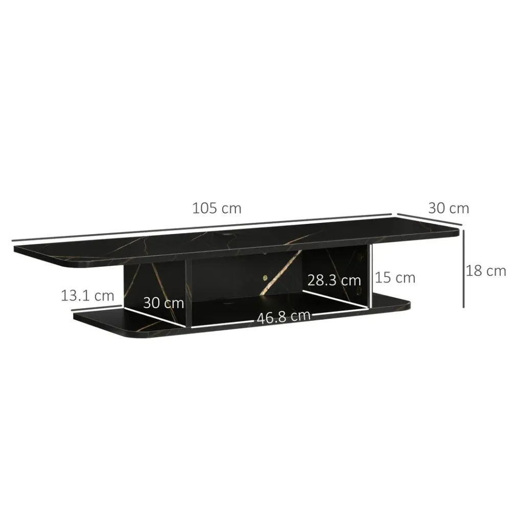 Floating TV Unit Stand Wall Mount Media Console with Storage Shelf, Black