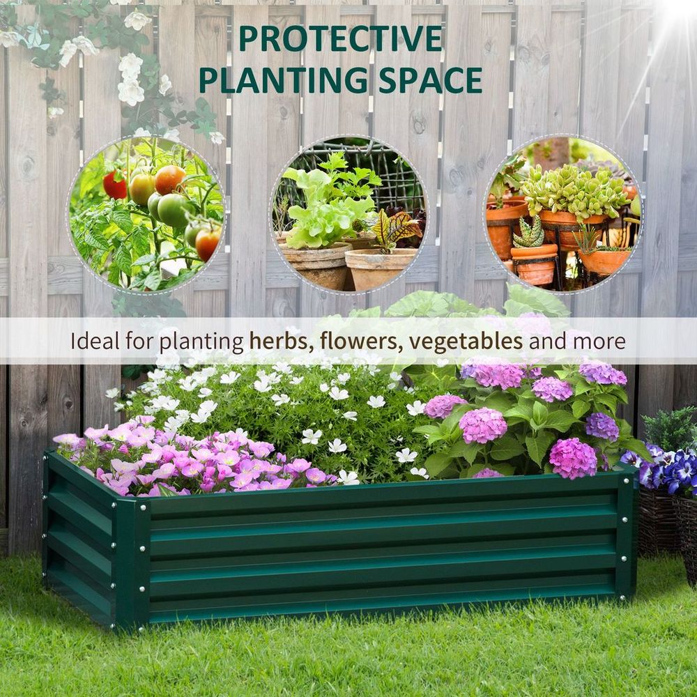 Raised Garden Bed – Steel Planter for Vegetables & Flowers – Green