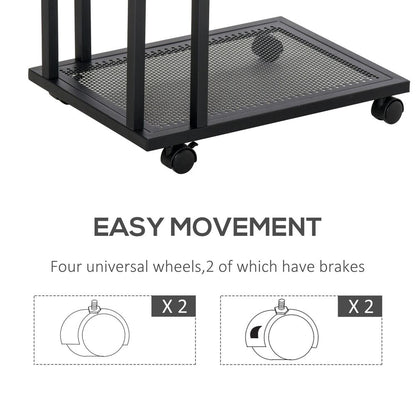 Mobile Sofa Side End Coffee Table with Rolling Castors for Laptops