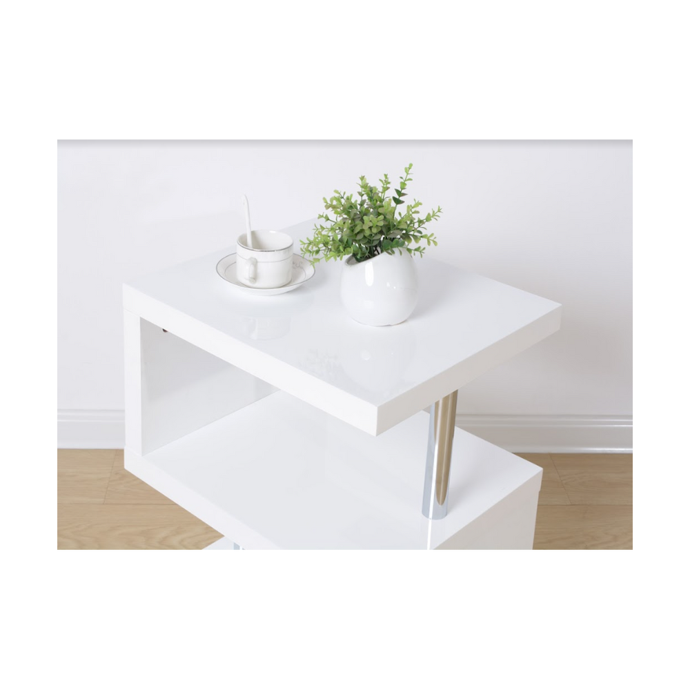 3 Layer WHITE Coffee Table with BLUE LED Light - EFFULGENCE