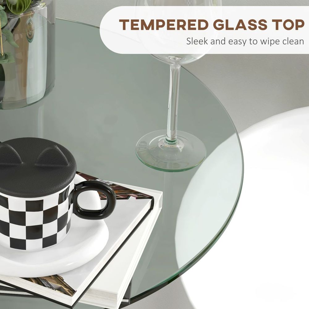 Round Bar Table for 2 with Tempered Glass Top, High Pub Table