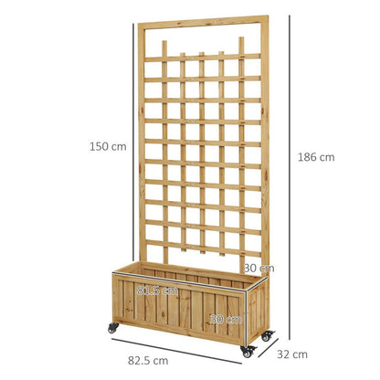 Wooden Trellis Planter: Raised Garden Bed with Wheels & Bed Liner