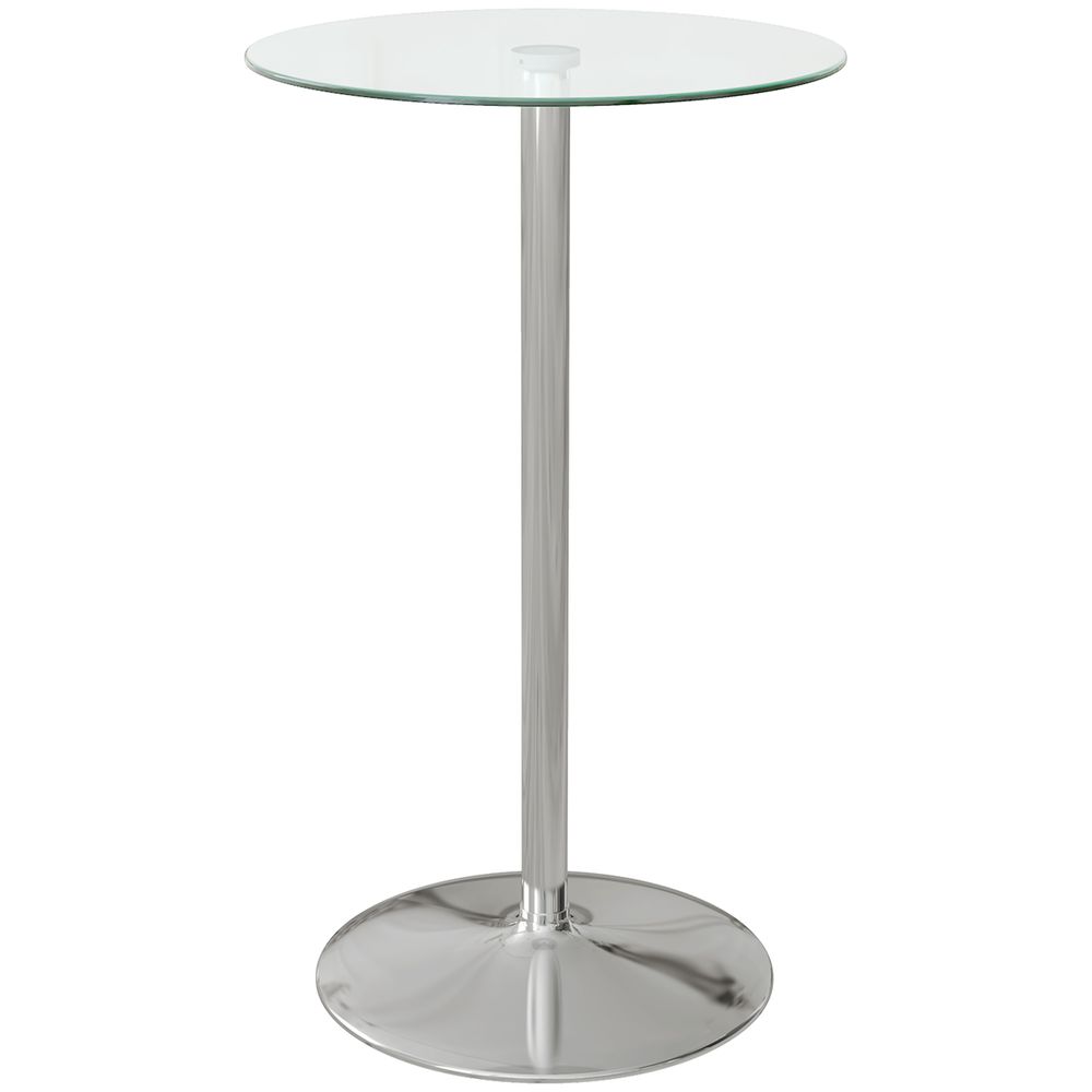 Round Bar Table for 2 with Tempered Glass Top, High Pub Table