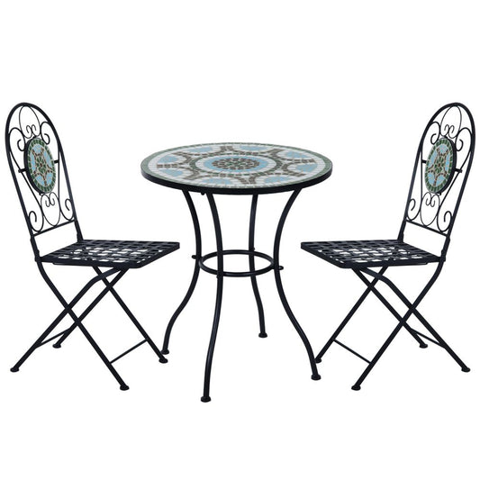 3-Piece Bistro Set with Folding Chairs for Outdoor Dining and Patio