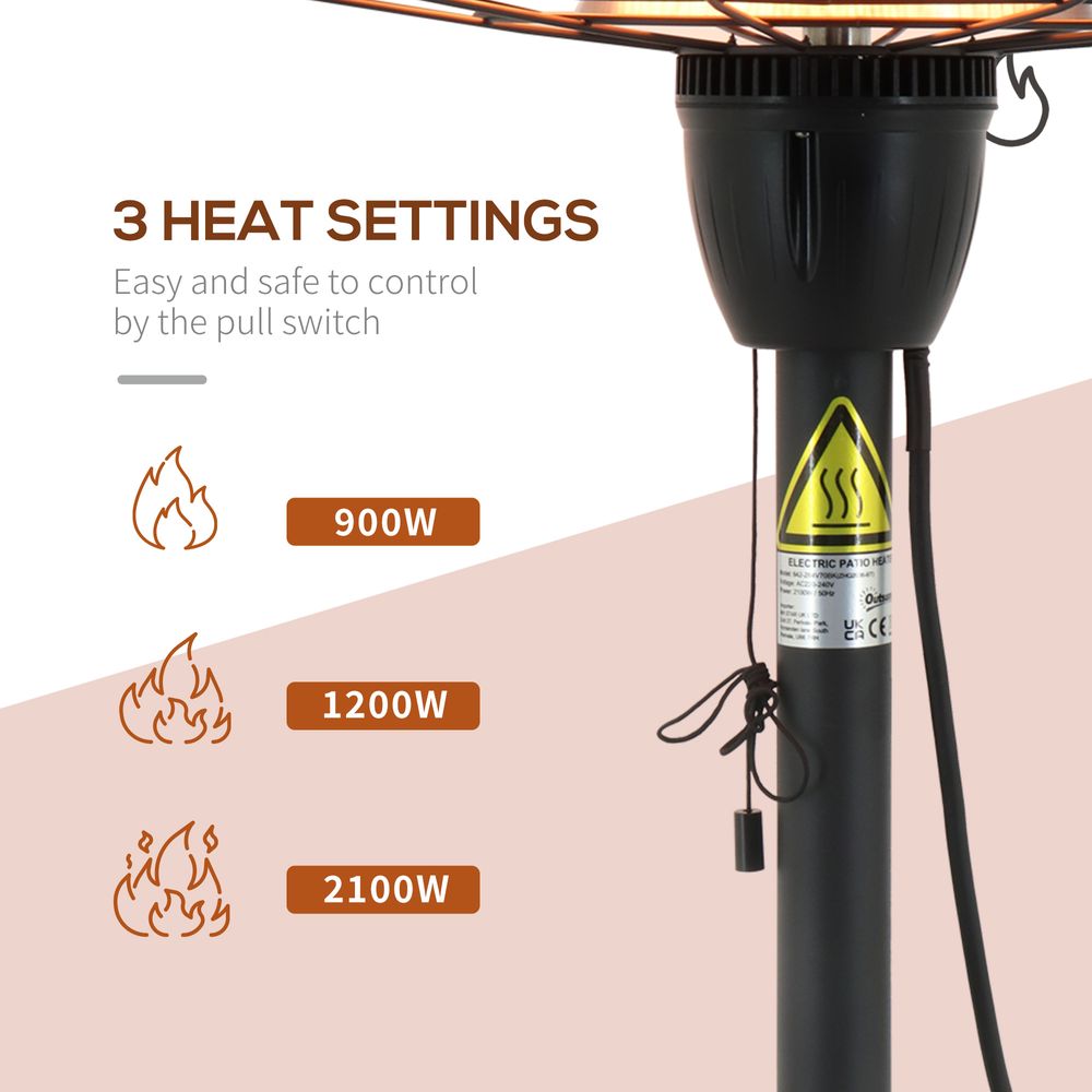 2.1kW Infrared Tabletop Patio Heater with 3 Heat Settings