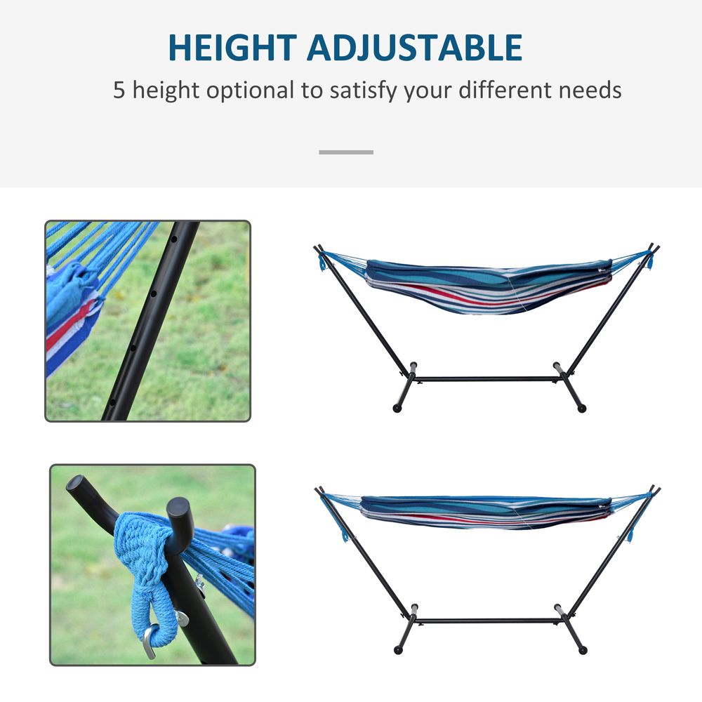 294 x 117cm Hammock - Portable Metal Stand with Carrying Bag, 120kg, White Stripe