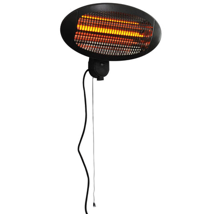 2kW Patio Heater, Wall-Mount Electric with Aluminium Finish and 3 Power Settings