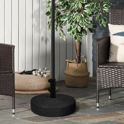 Round Parasol Base - Rattan Effect Plastic Stand, Black