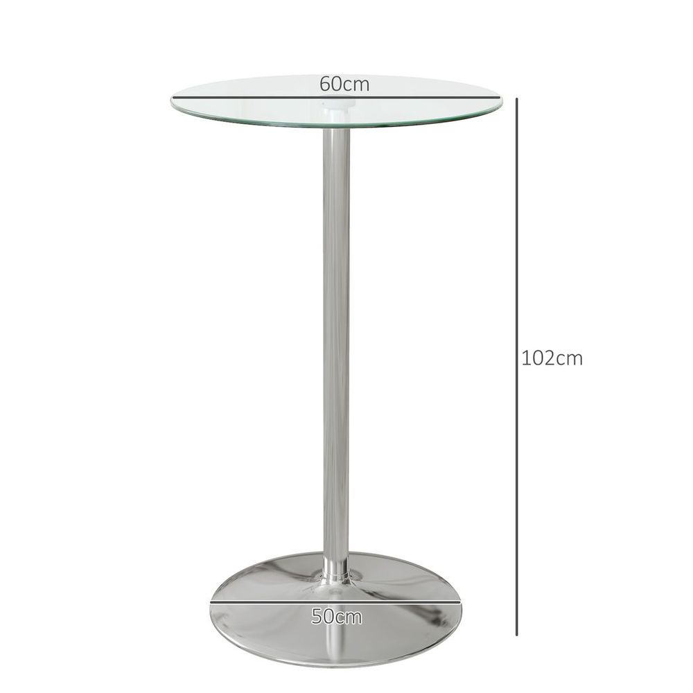 Round Bar Table for 2 with Tempered Glass Top, High Pub Table