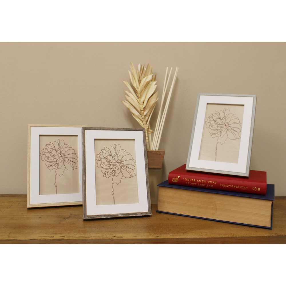 Set of Three Photo Frames with Wooden Edge, Stylish Display