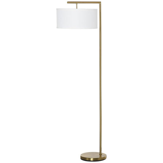 Floor Lamp with Linen Lampshade Round Base for Living Room Bedroom HOMCOM