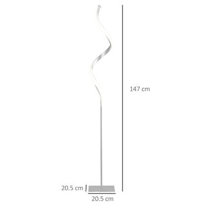 Spiral Floor Lamp with 3 Adjustable Brightness Levels for Living Room, Silver