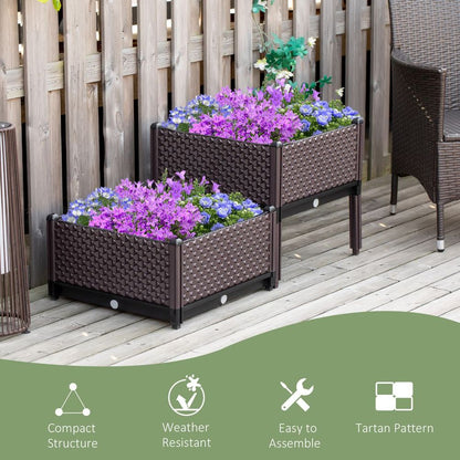 2-Piece Raised Garden Bed Planter Boxes for Flowers, Vegetables & Herbs