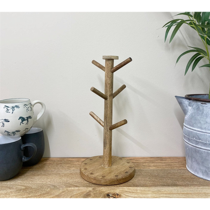 Mango Wood Heart Mug Tree, Stylish and Functional