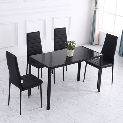 Rectangular 4-Seater Modern Dining Table with Tempered Glass Top