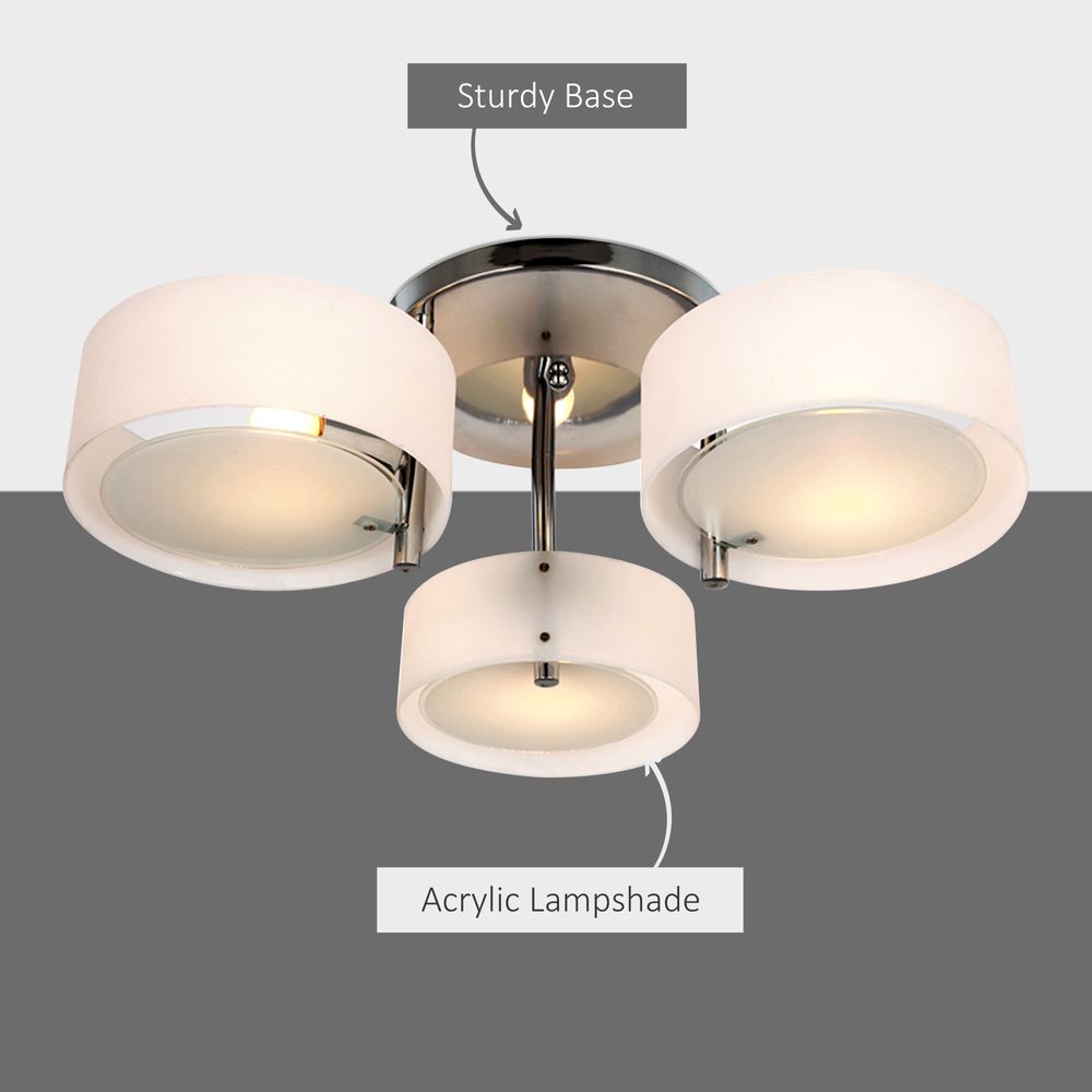 Indoor 3-Light Acrylic Pendant Chandelier with Flush Mount