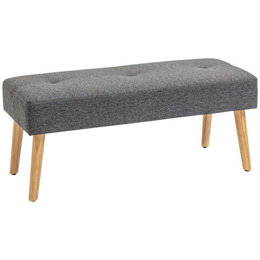 HOMCOM Upholstered Bed End Bench Ottoman Tufted Linen Entryway Living Room
