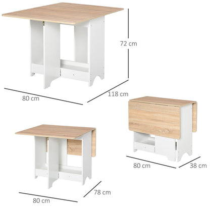 Drop-Leaf Dining Table with Folding Desk and Storage Shelf