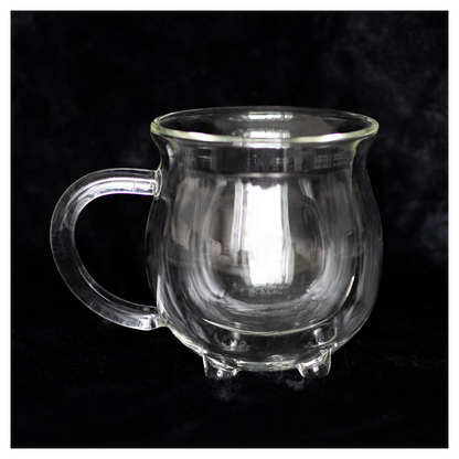 Clear Double-Walled Glass Cauldron Mug, Magical and Practical