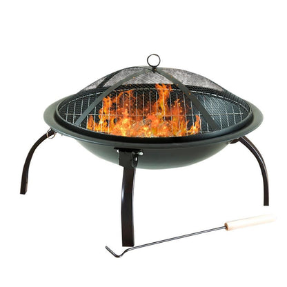 Black Steel Garden Fire Pit, Outdoor Heater, Stylish and Practical