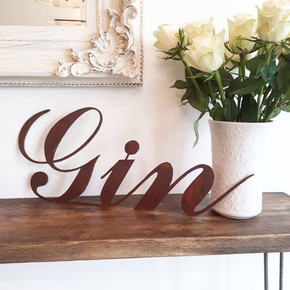 Rusty GIN Home Garden Cocktail Kitchen Bar Sign, Vintage Style