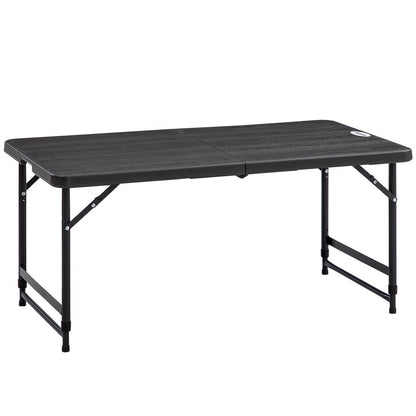 Height Adjustable Foldable Outdoor Dining Table for 4 with Steel Legs